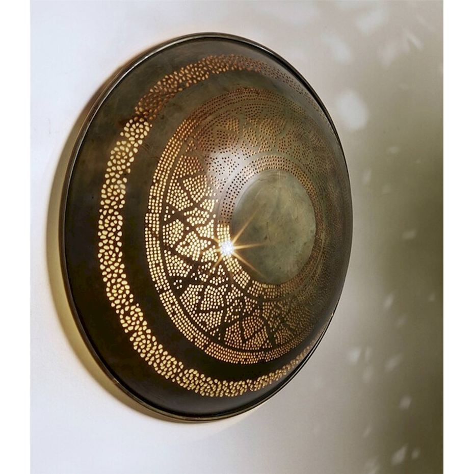 Applique murale ronde en métal ajouré cuivre et