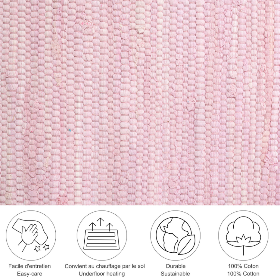 Tapis réversible coloré en coton tissé à la main - Happy Cotton
