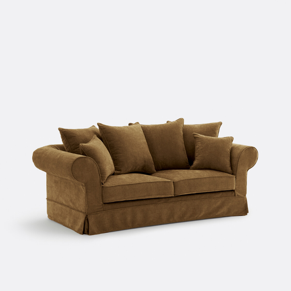 Canapé droit, convertible, 2 ou 3 places, en polyester chiné, ADELIA