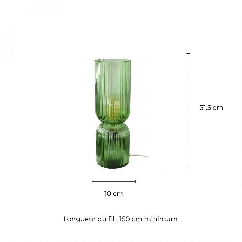 Lampe à poser en verre strié, CHARMY