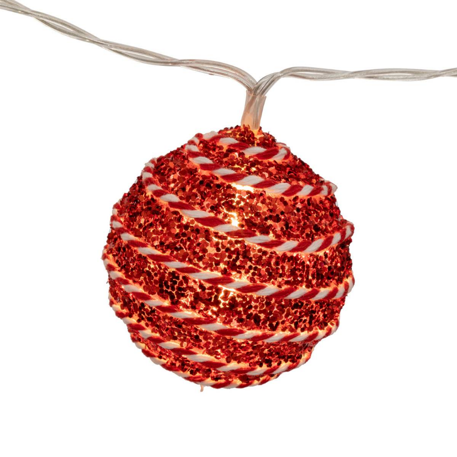 Guirlande à boules blanches et rouges 10 LED blanc chaud L165cm à piles