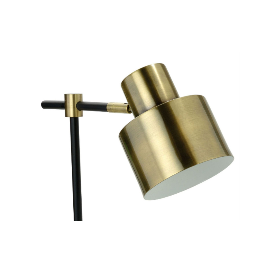 Lampe de Bureau Vintage Métal Noir et Laiton Doré