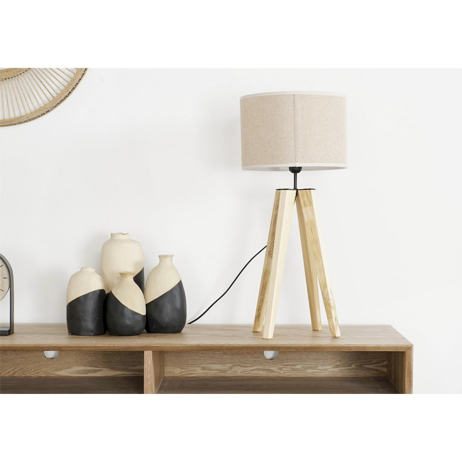 Lampe de table en bois rond Scandi