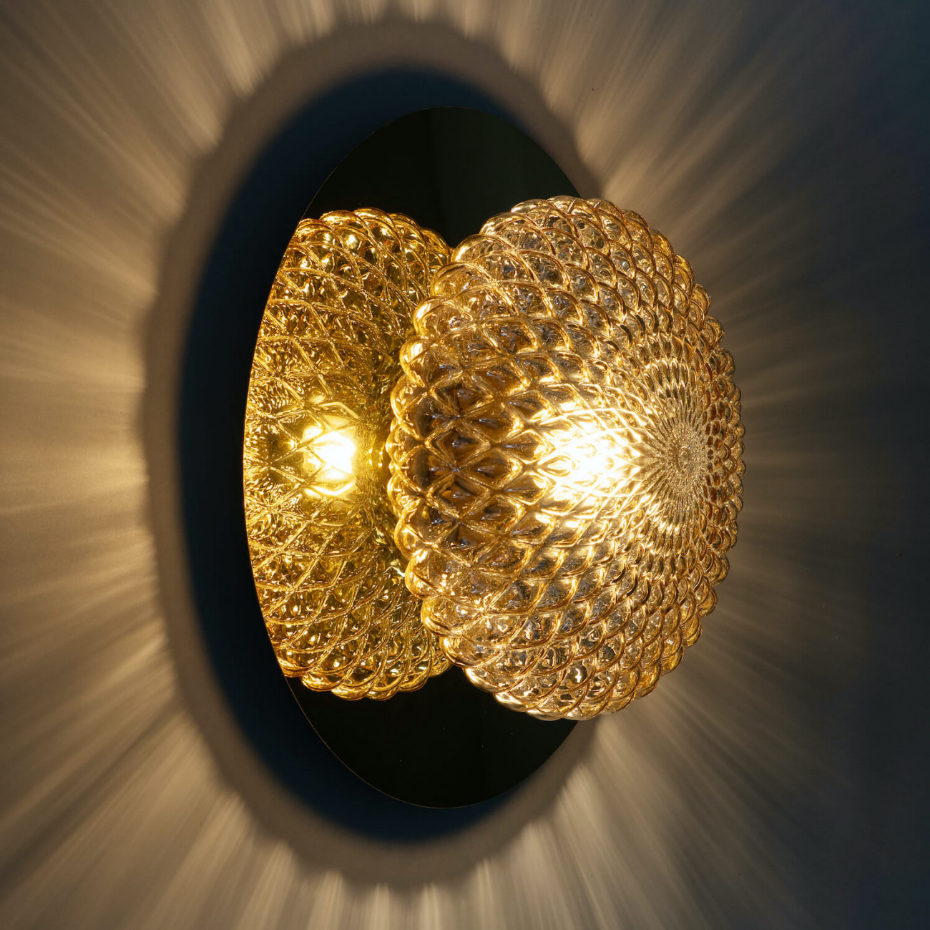 Plafonnier en verre et métal doré - MATERA