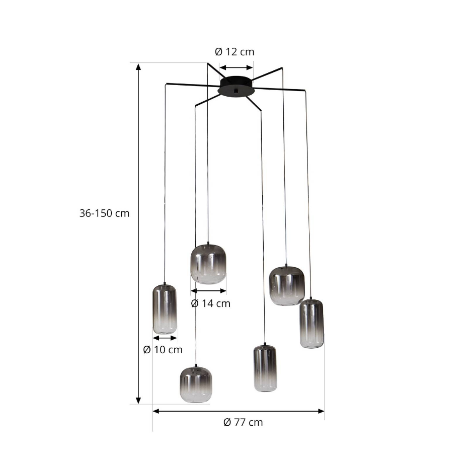 Suspension en verre moderneLED, Avelina
