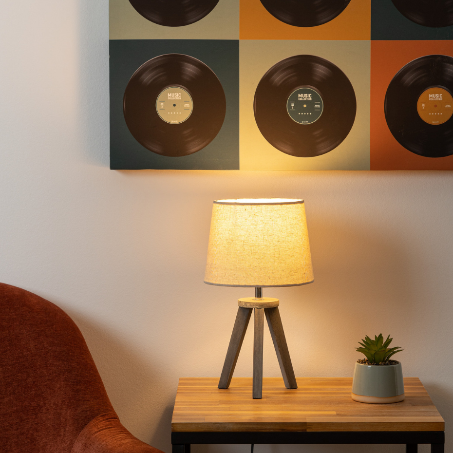 Lampe mini trépied bois MINI