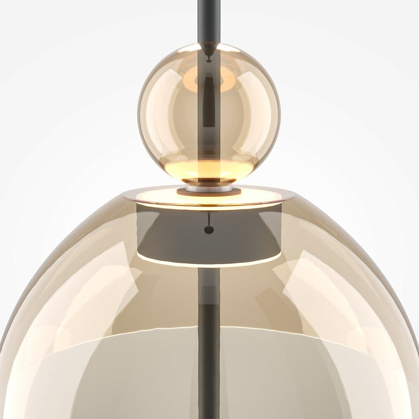 Suspension LED moderne 1 abat-jour en verre NORA