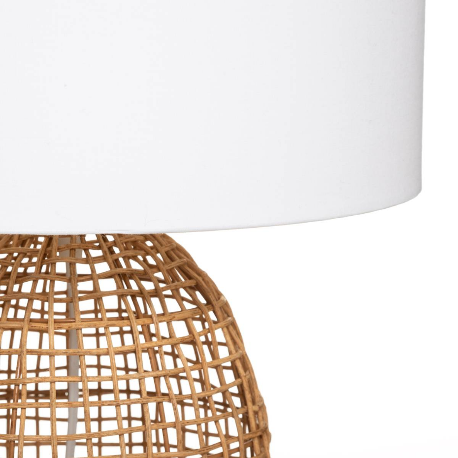 Lampe rotin tressé et tissu ethnique KARLA