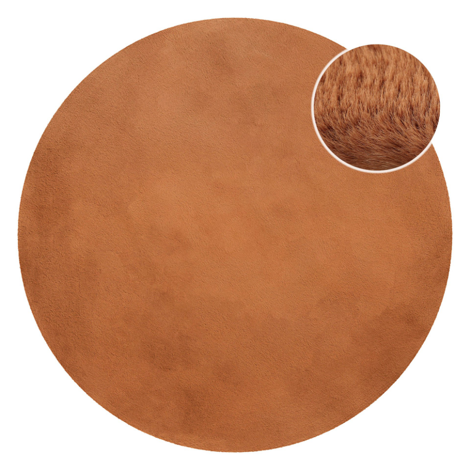Tapis salon rond doux sensation peau de lapin ,  Anna