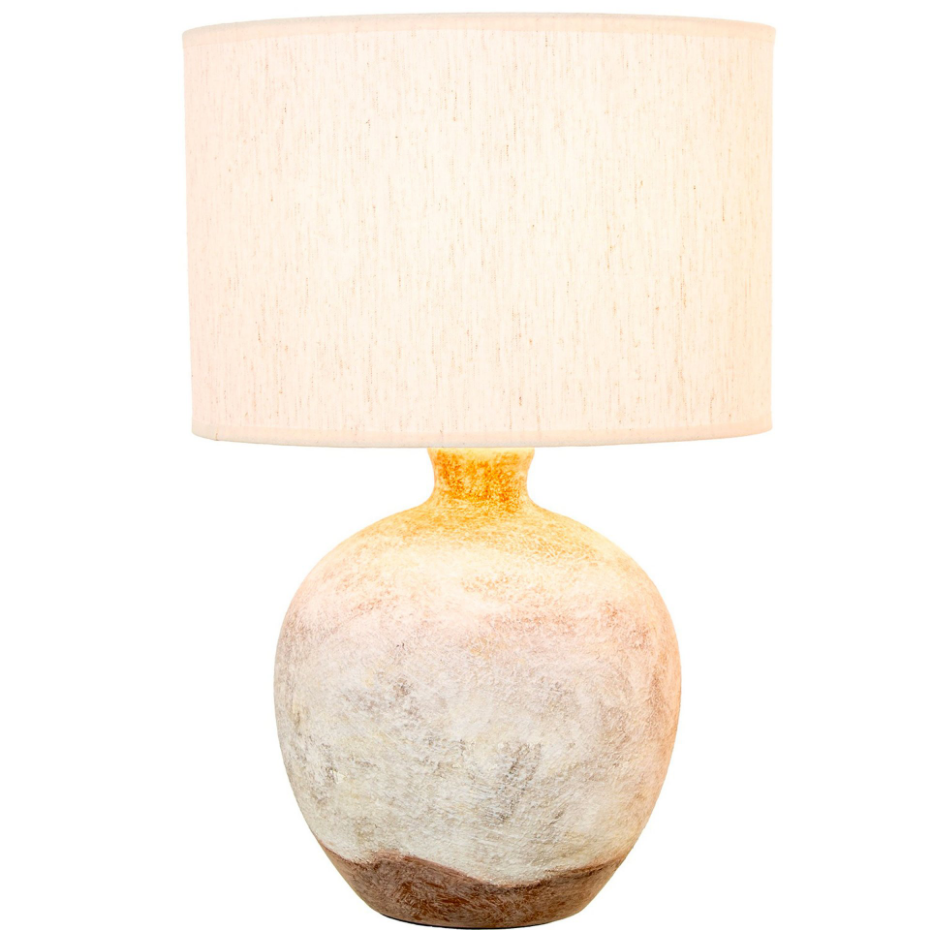 Lampe à poser en céramique grise et abat-jour beige antique 30x30x46.5cm