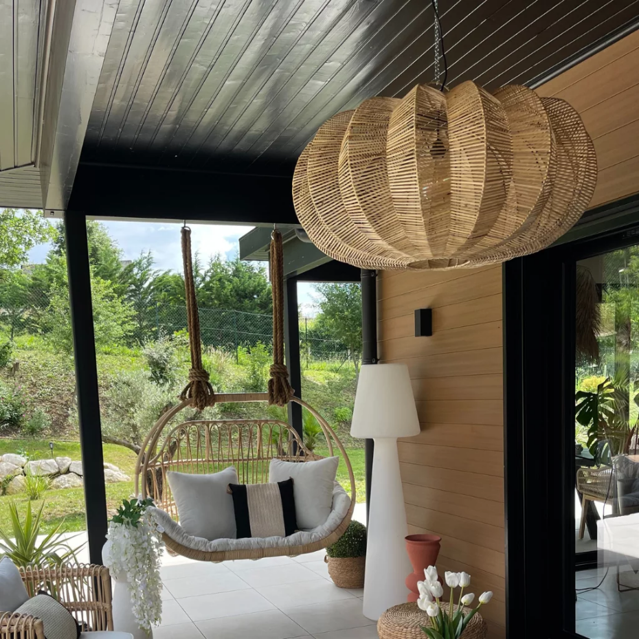 Suspension XL en rotin naturel FRUIT