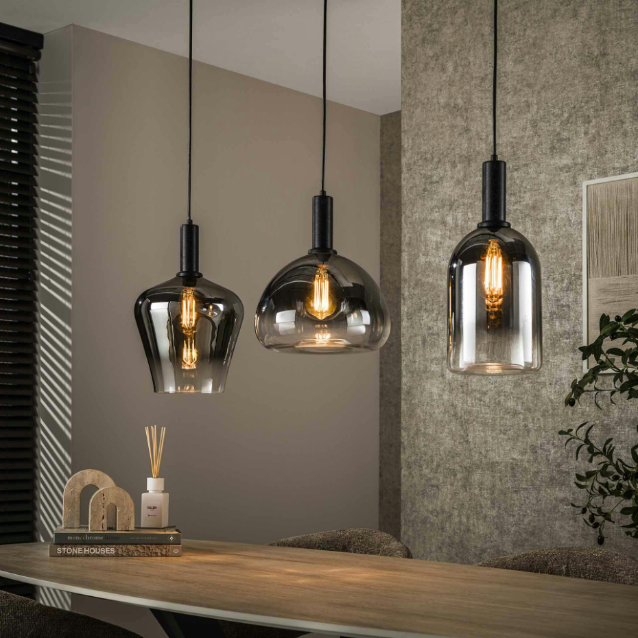 Suspension en verre fumé – 3 formes NOVA