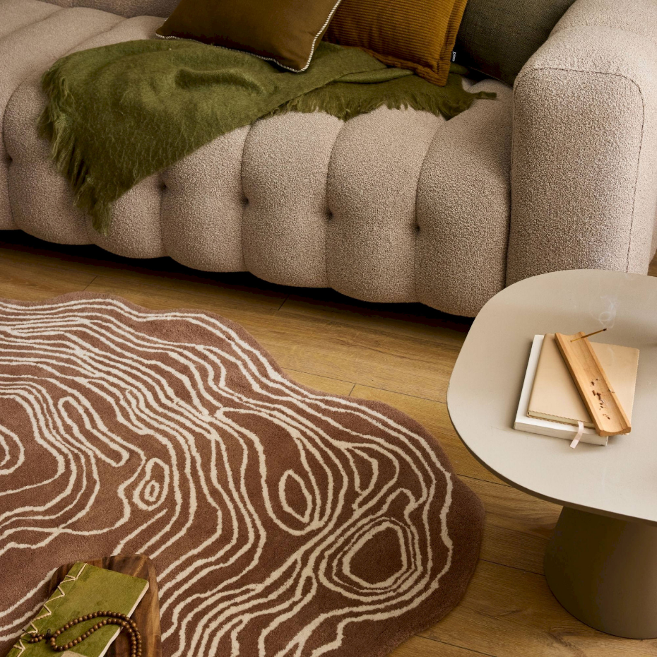 Tapis fait main en laine et coton cèdre