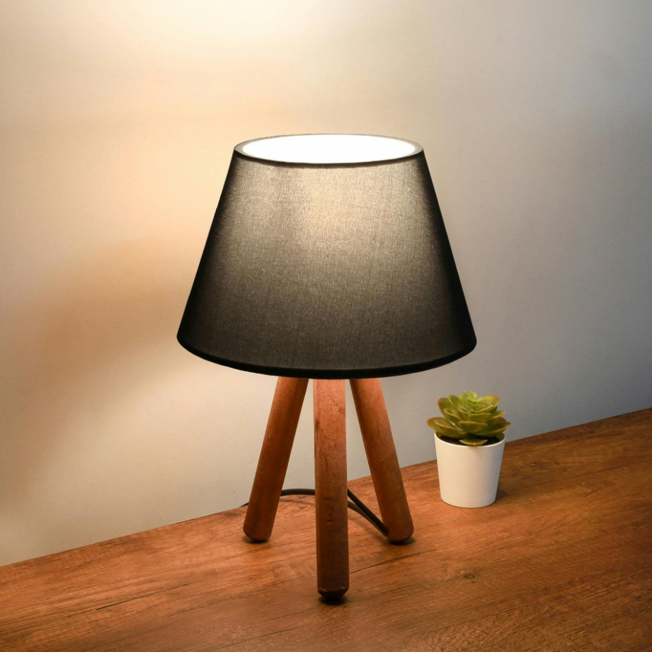 Lampe de chevet trépied bois KILIS