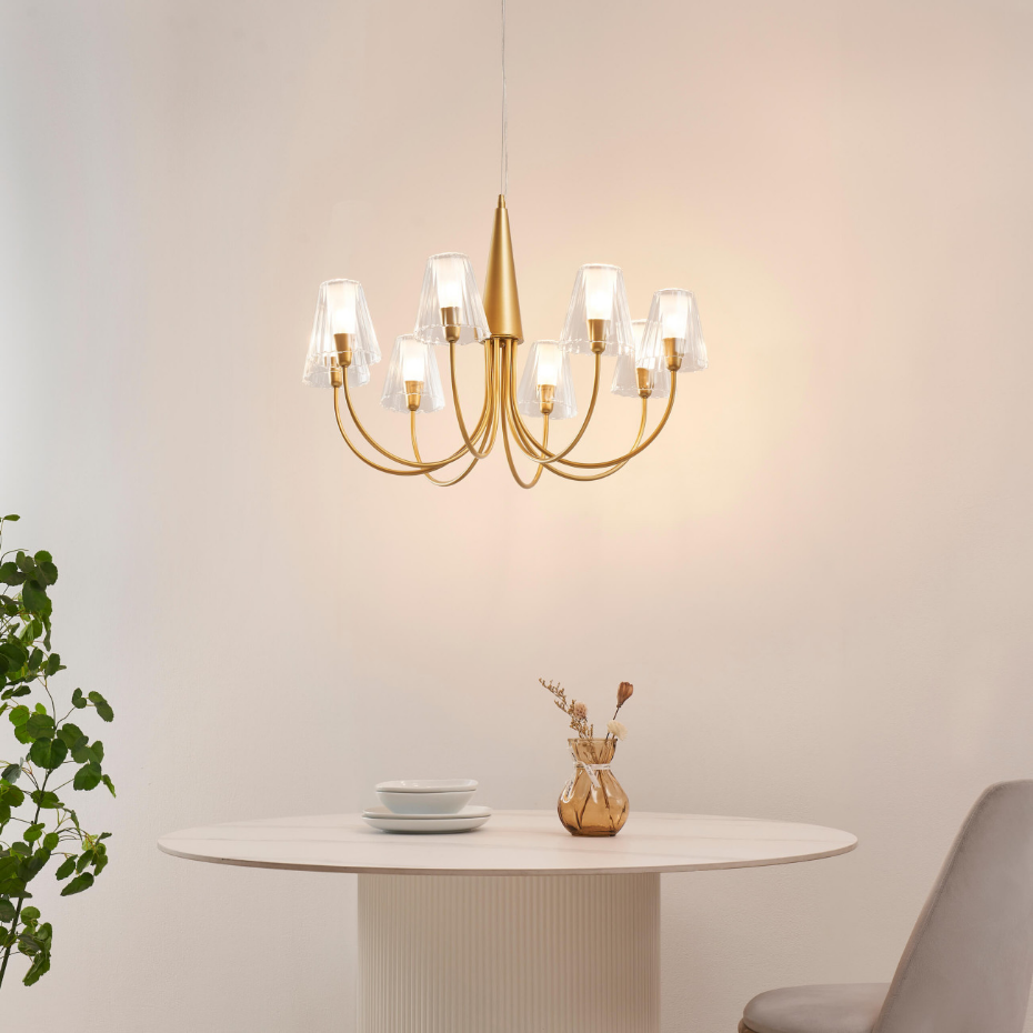 Lustre baroque abat-jours en verre - CERENOVA