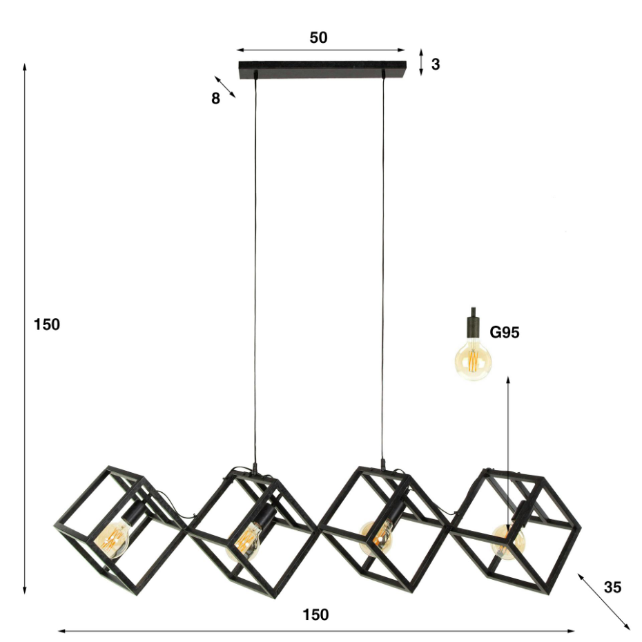 Suspension design 4 cubes en métal RALF