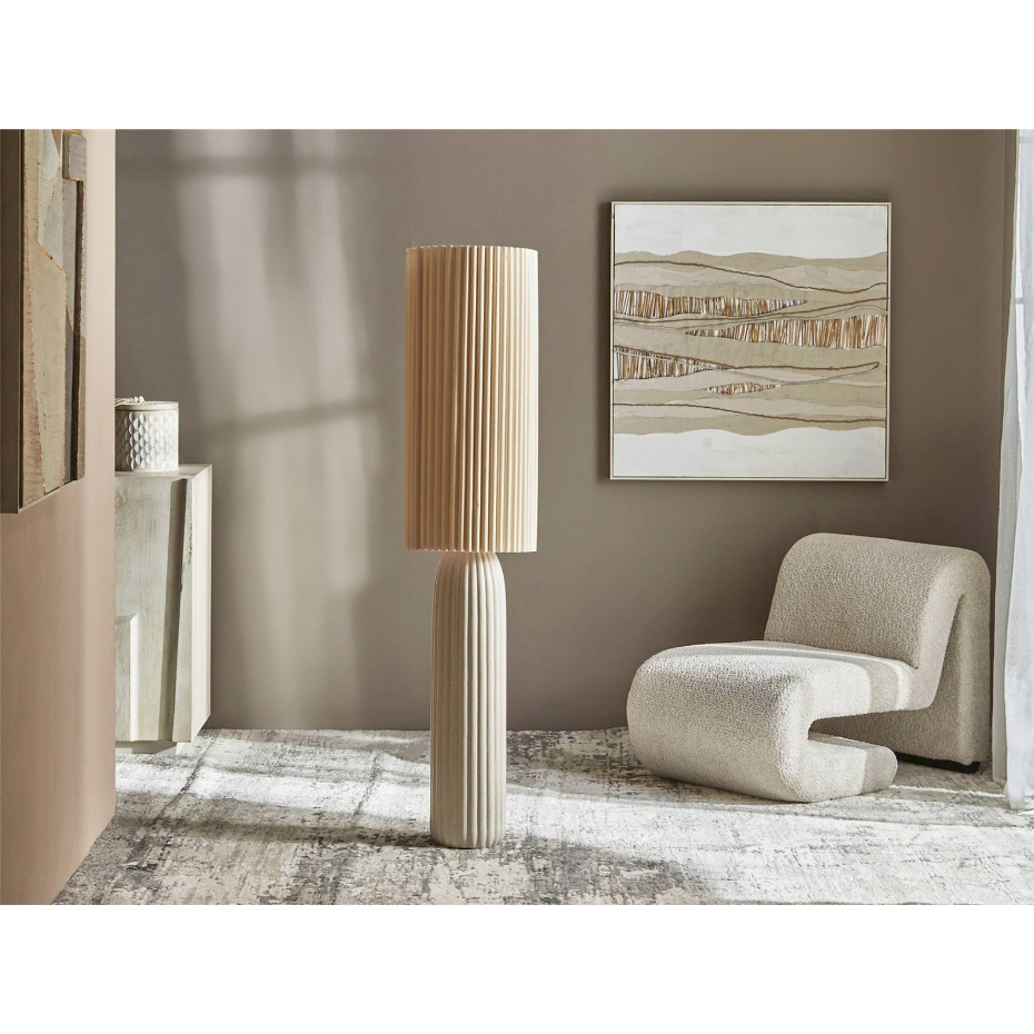 Lampe de sol en céramique et tissu ronde style contemporain