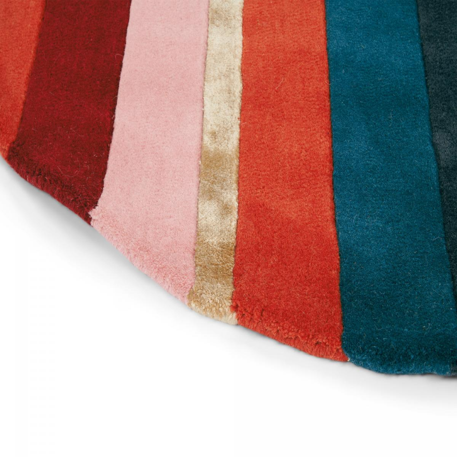 Tapis rond fait à la main en laine motif géométrique SAHAARA R