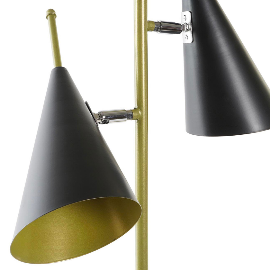 Lampe à poser double en métal noir et doré 38x16x64cm