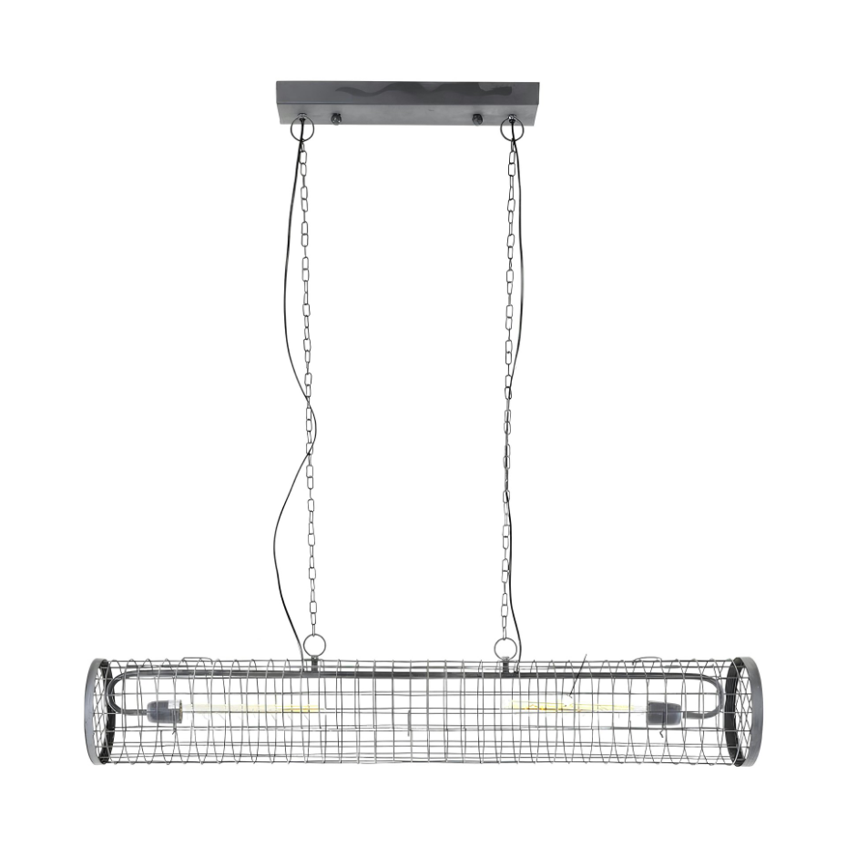 Suspension industrielle cylindre grillagé 2 lampes RALF
