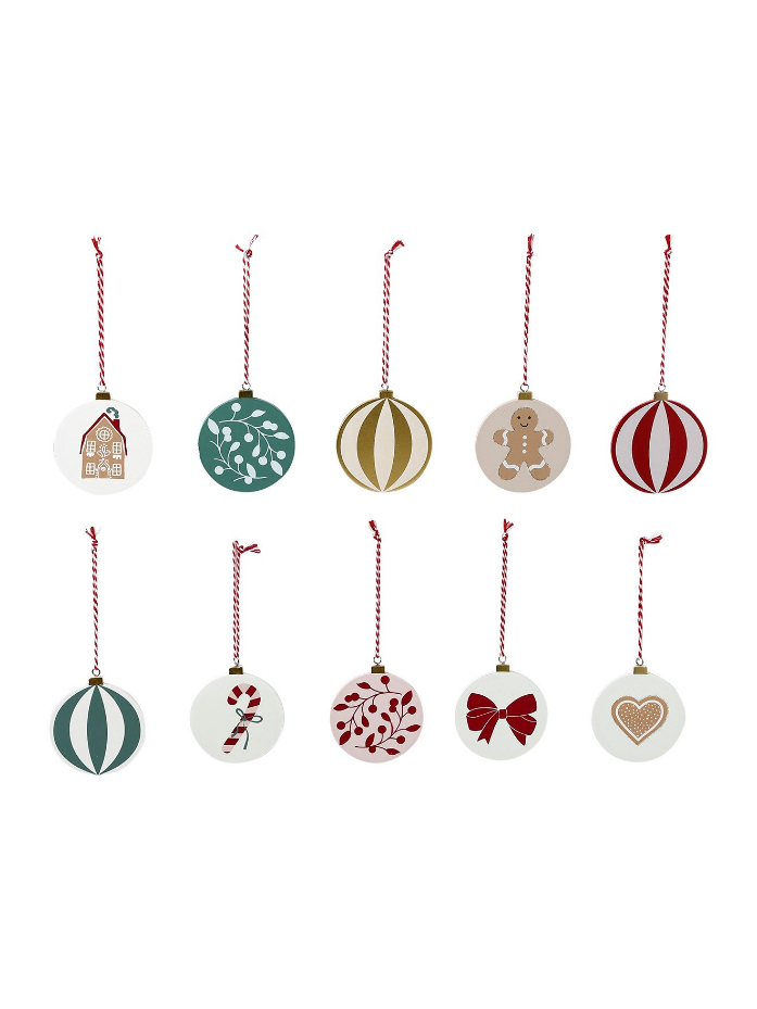Lot de 10 boules de Noël en bois MOONY