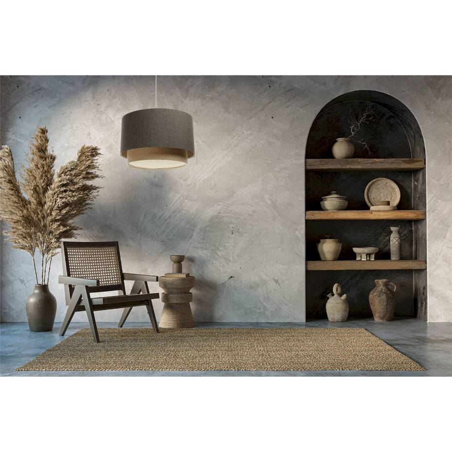 Suspension en tissu rond avec diffuseur rotin Boho Elegant