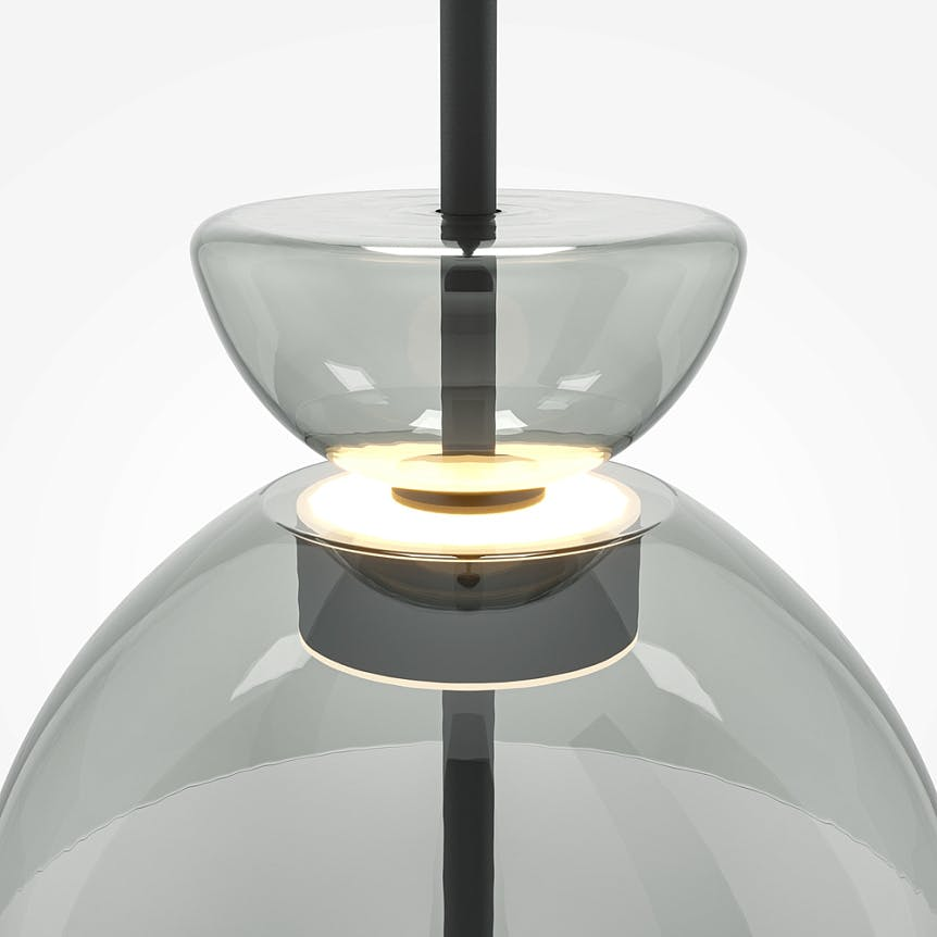Suspension LED abat-jour en verre diabolo NORA