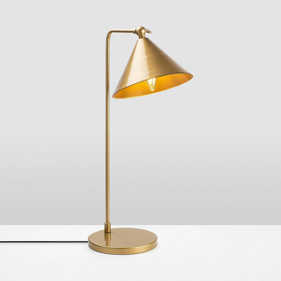 Lampe de table moderne dorée, abat-jour conique SILE