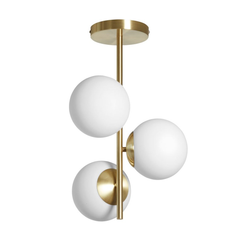Plafonnier Rondo Laiton Mat 3 Globes Verre