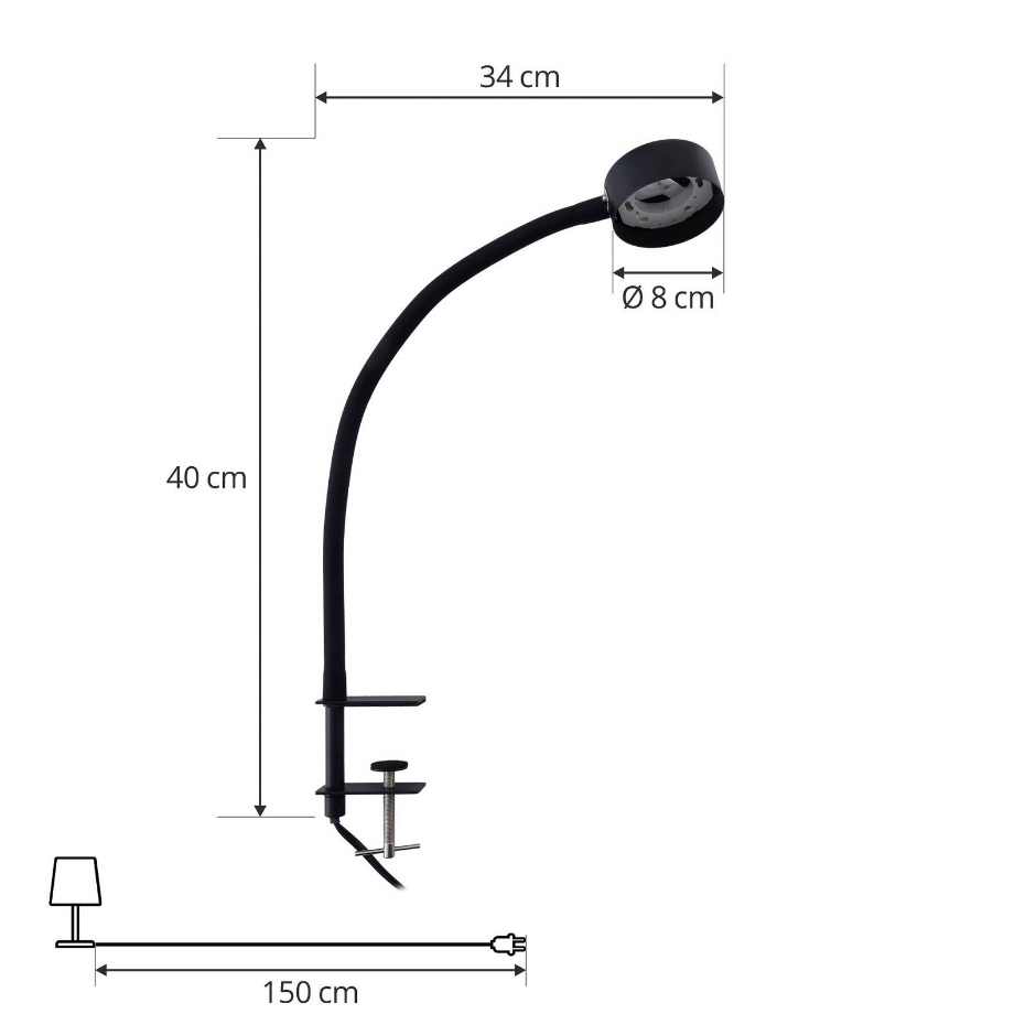 Lampe à pince en métal moderne, Jyla