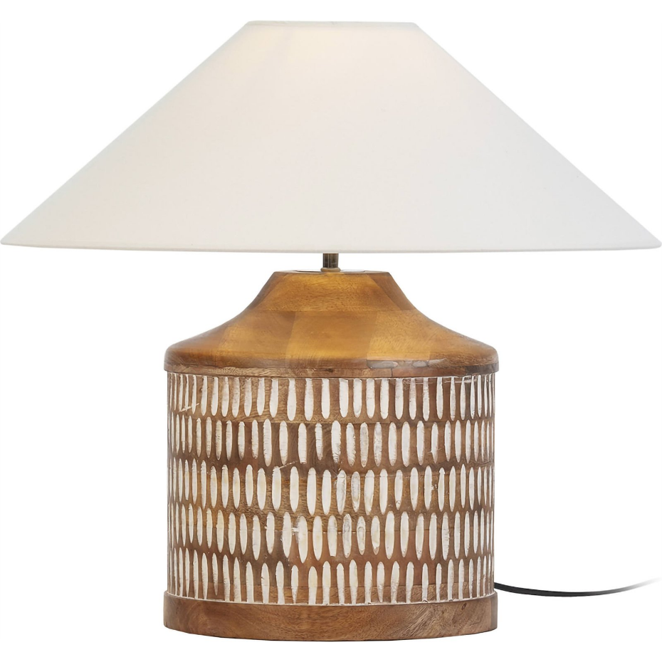 Lampe de table en bois rond style contemporain