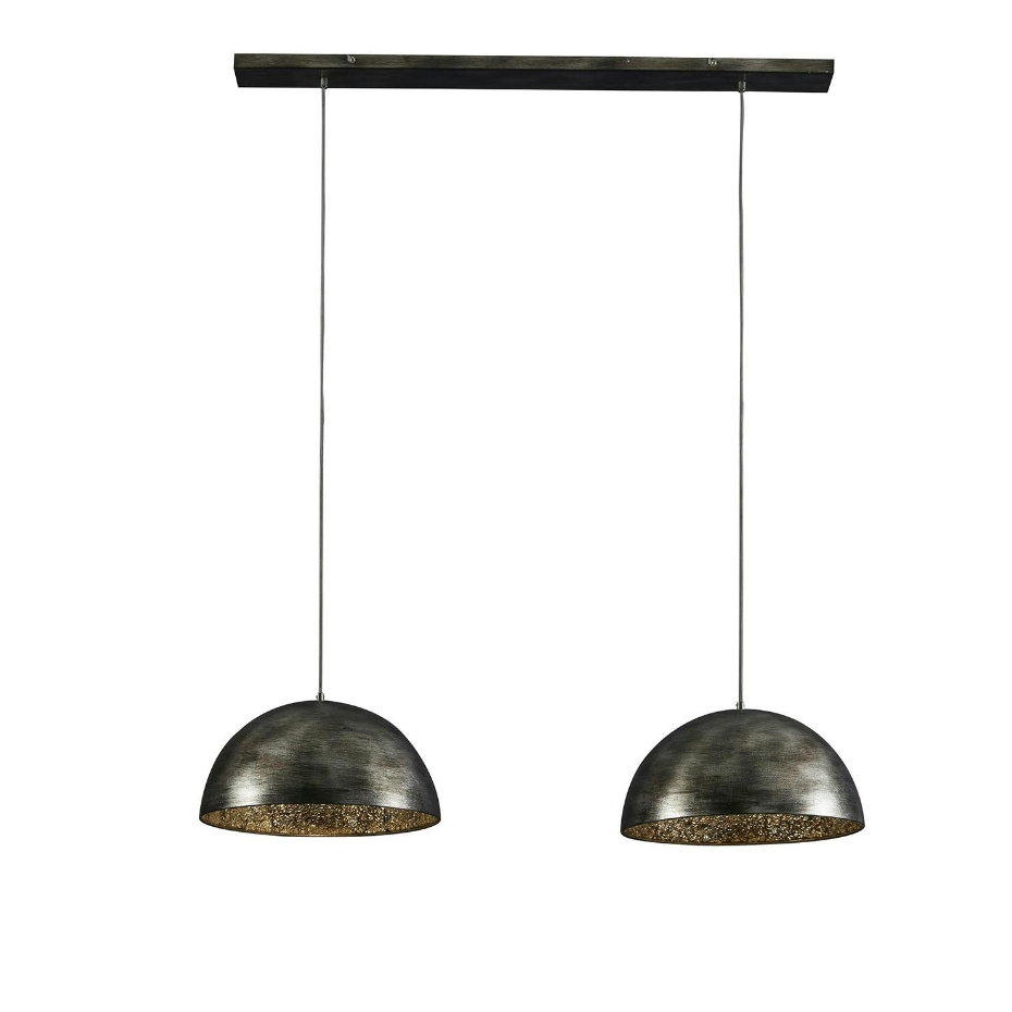 Suspension contemporaine 2 demi-sphères argent vieilli