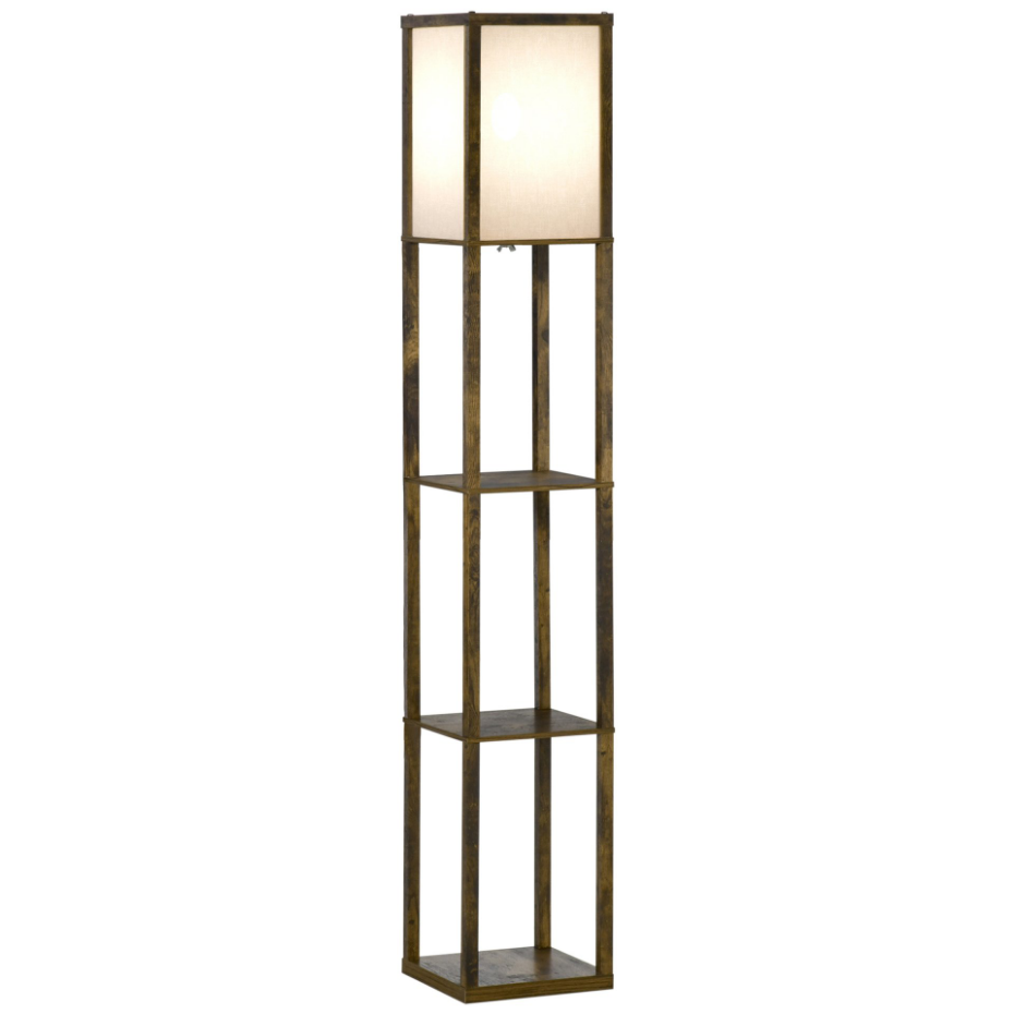 Lampadaire étagères 3 niveaux aspect bois