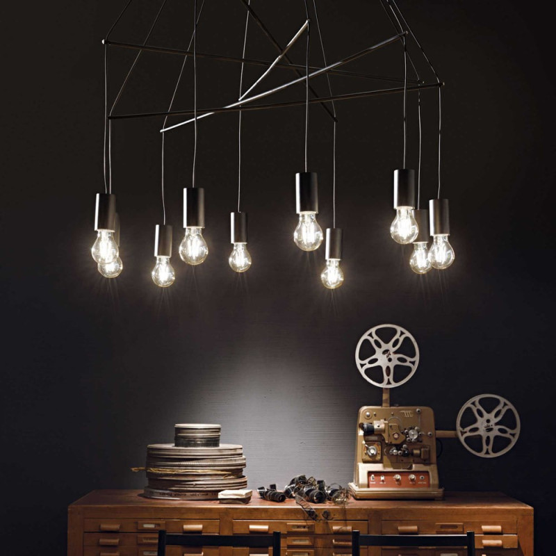 Grand Lustre Noir Versatile 10 Lampes