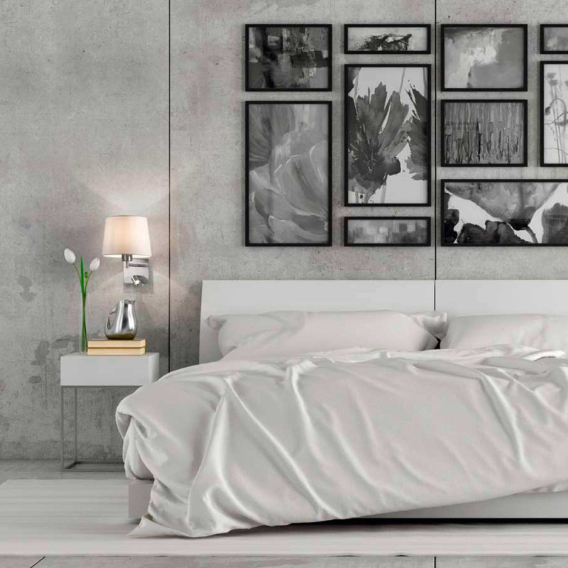 Applique Tête De Lit Room Liseuse chrome Abat-jour Blanc