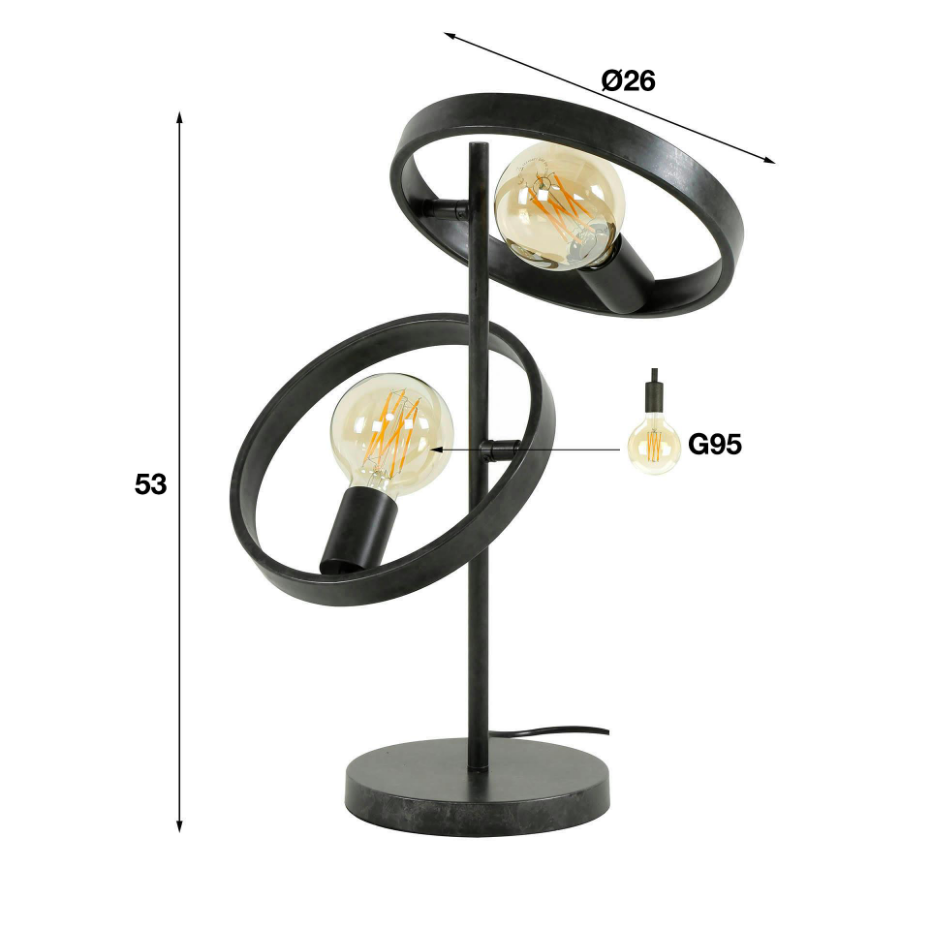 Lampe à poser industrielle 2 anneaux RALF