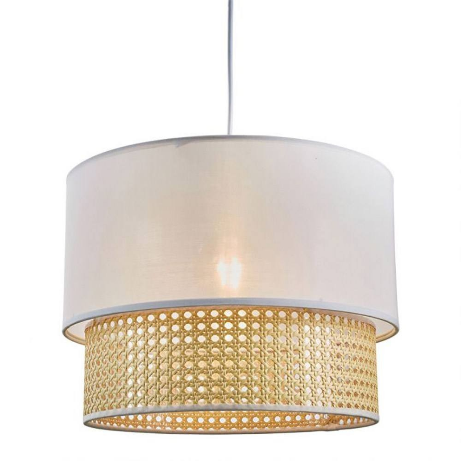 Suspension Gigogne Ronde Cannage Tissu Gris D35