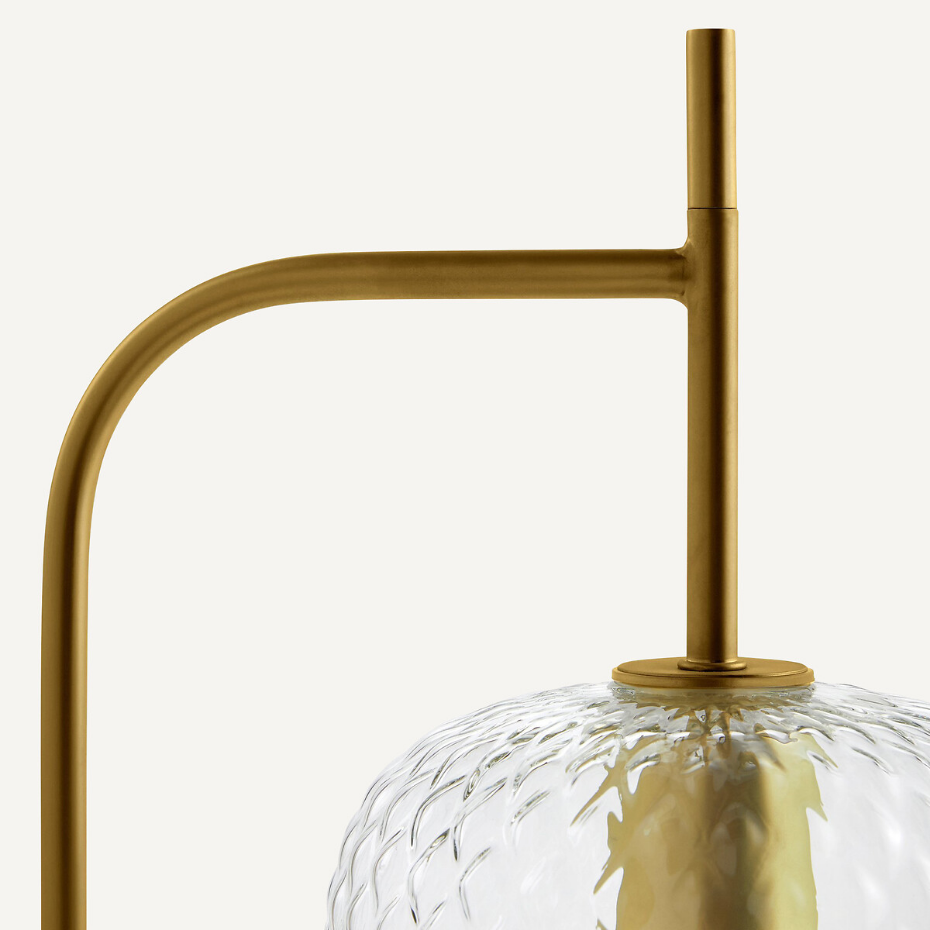 Lampe à poser, laiton et verre ciselé, Mistinguett