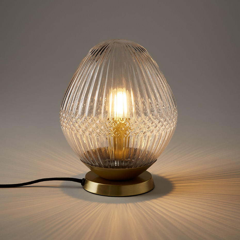 Lampe à poser laiton et verre strié, Ari