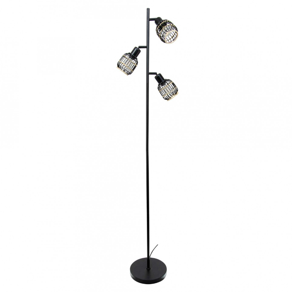 Lampadaire en métal et rotin tressé, LATIE
