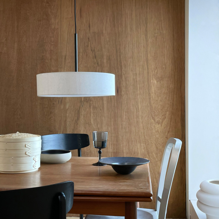 Suspension en métal et tissu Noir/Blanc Calix