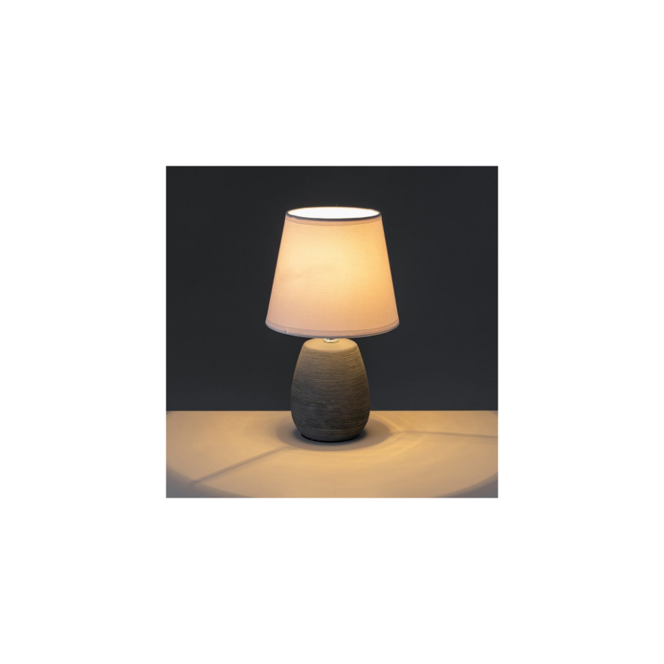 Lampe à poser ronde céramique grise effet naturel - 17x17x27.5cm