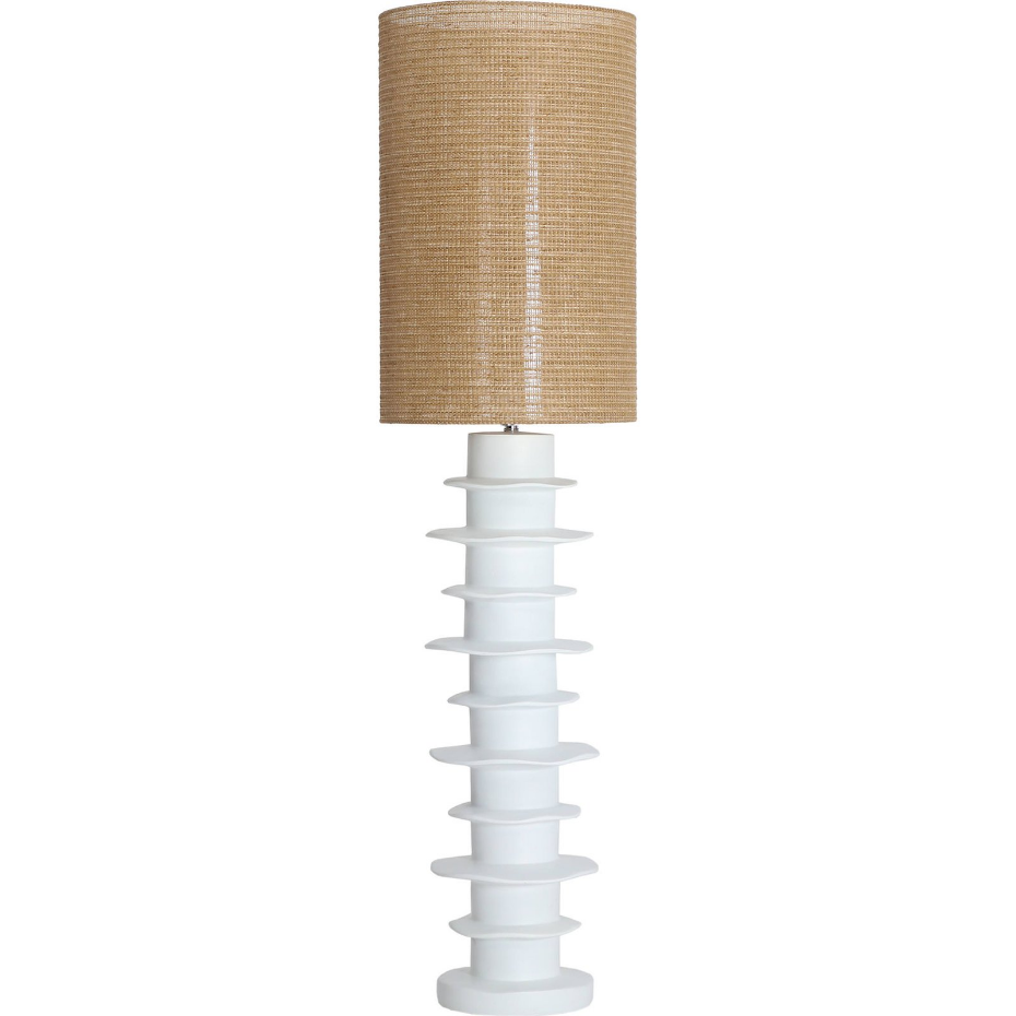 Lampadaire en céramique finition mate et raphia