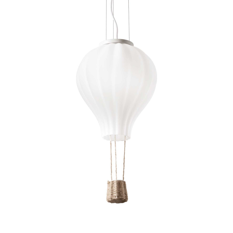 Lustre Enfant En Verre Blanc Montgolfière