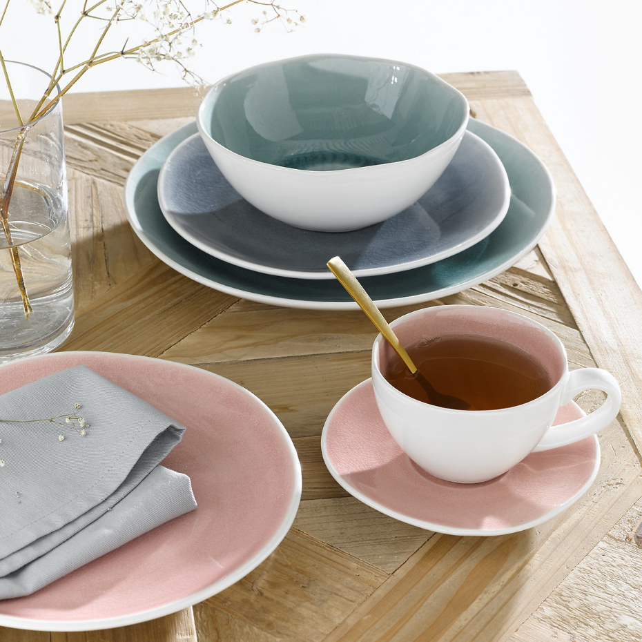 Lot 4 assiettes plates craquelées, GOGAIN