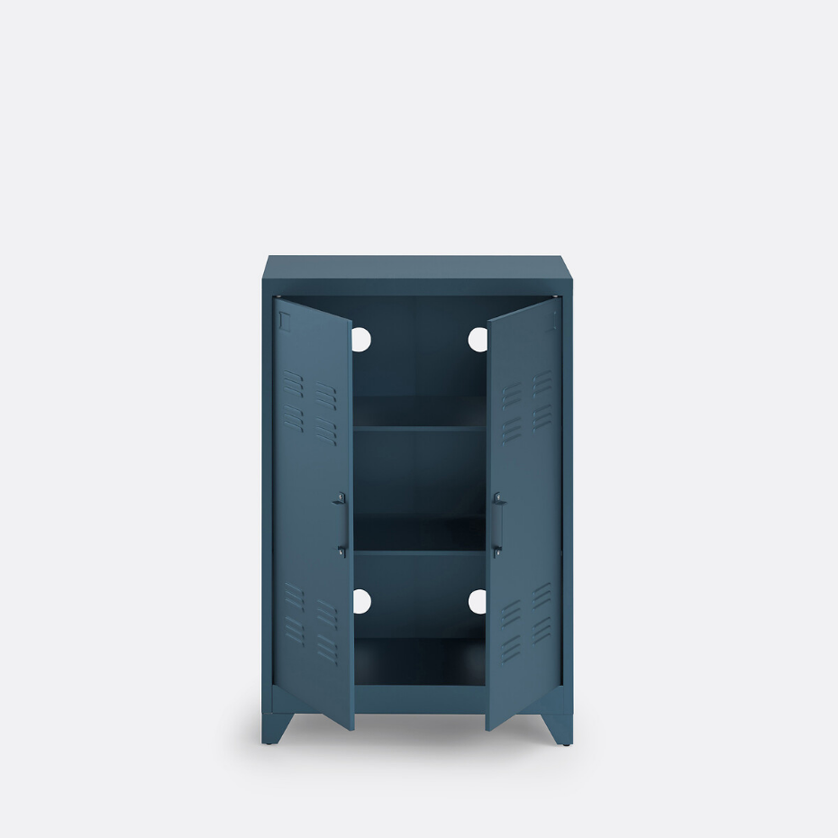 Armoire basse 2 portes en métal acier, Hiba