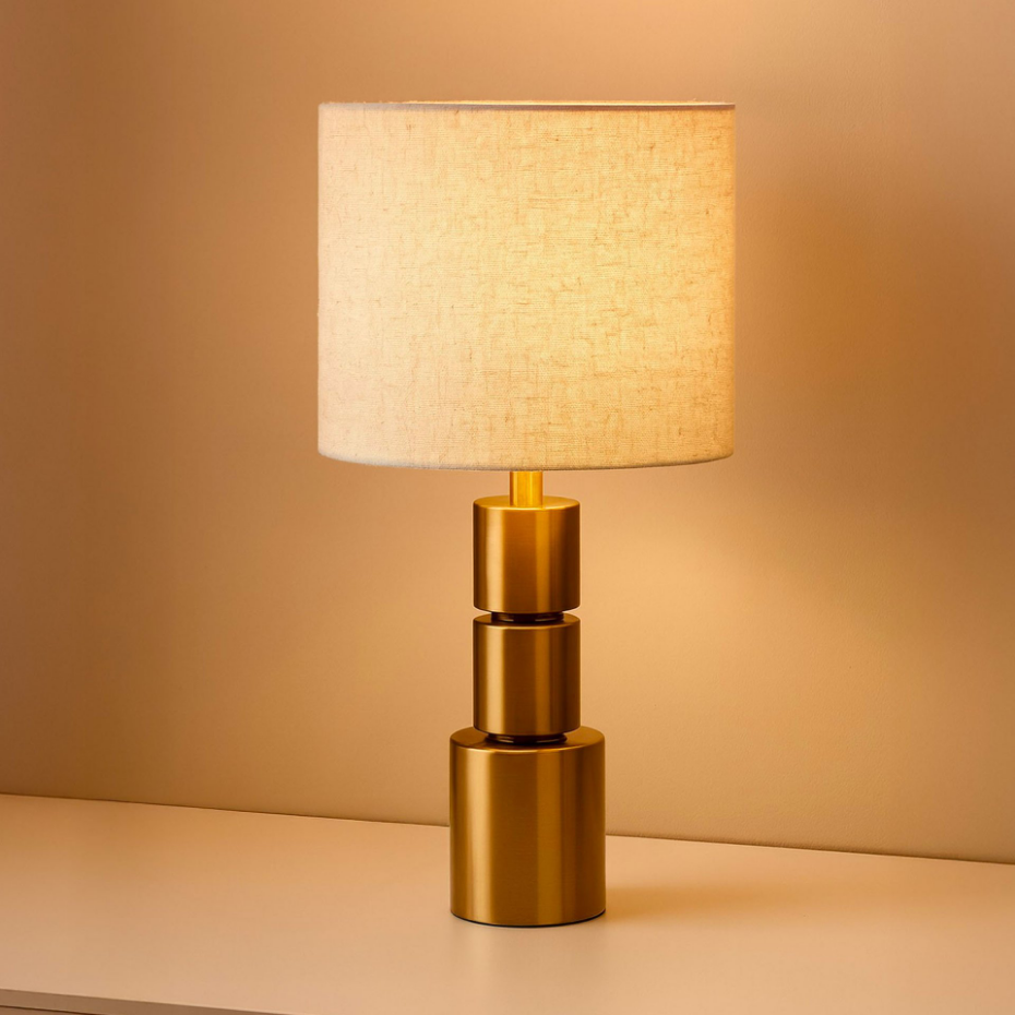 Lampe à poser métal doré et abat-jour beige 10x10x48.5cm