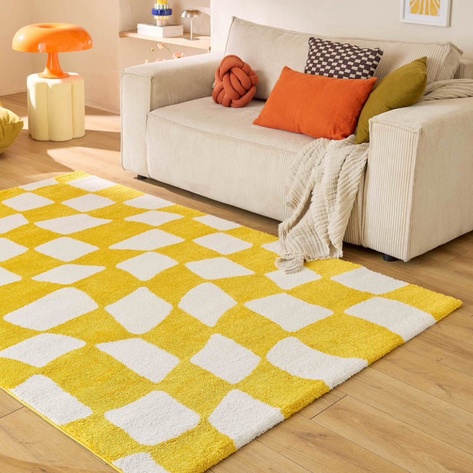 Tapis de salon vintage 70’s damier GROOVY