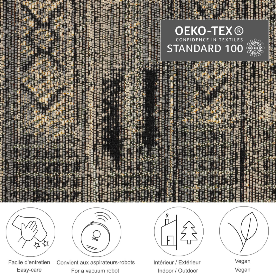 Tapis d'extérieur tissé plat à motifs géométriques - Aurora
