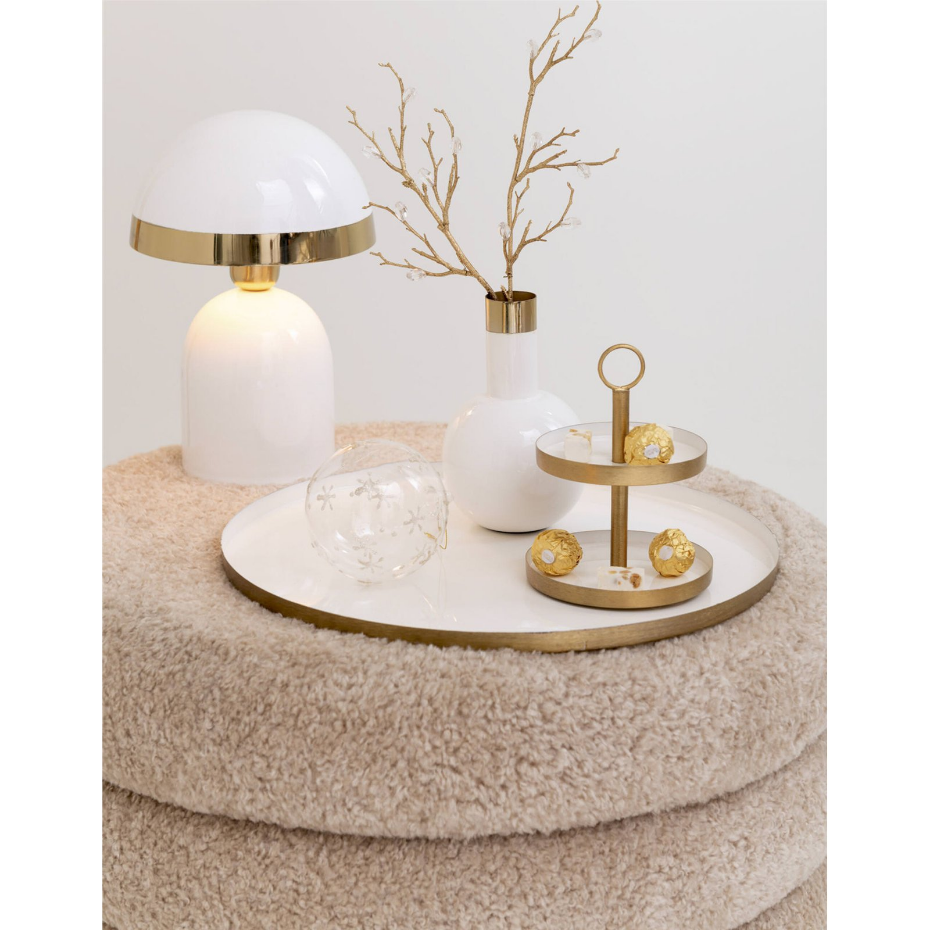 Lampe de table ronde en métal bord doré